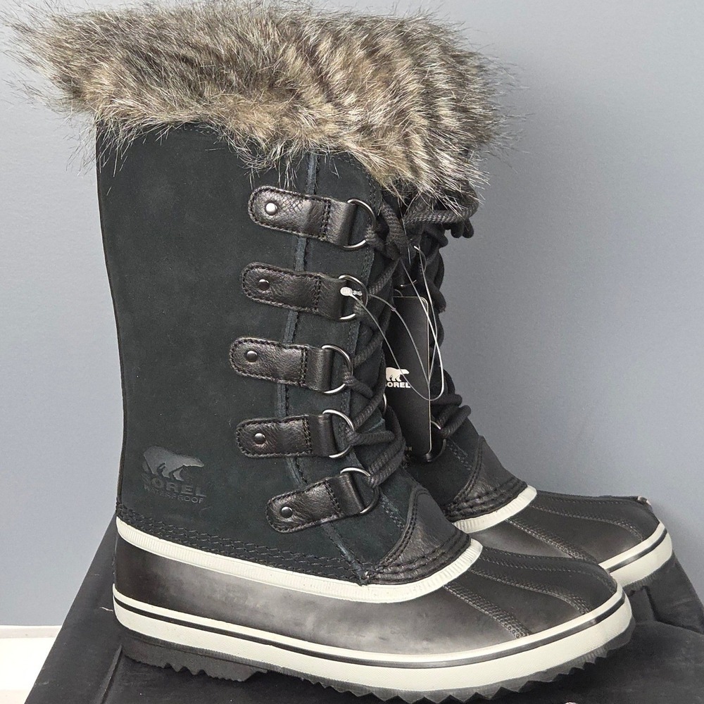Sorel Joan of Arctic Boots Womens 9 Black Waterproof Winter Snow Faux Fur New